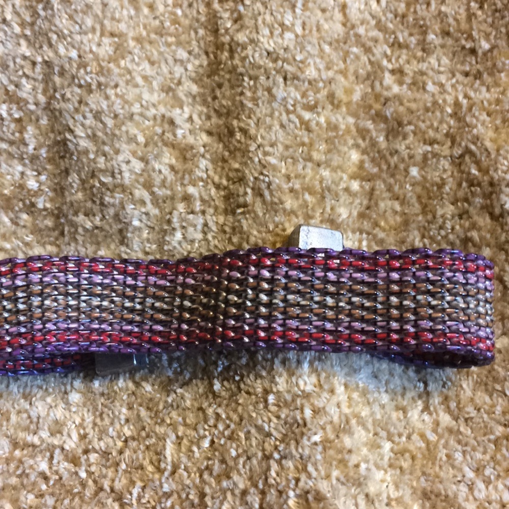 Multicolor bracelet with burnished silver clasp